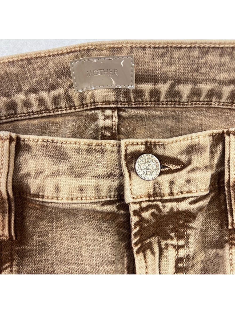 MOTHER Wide Leg Jeans The Swiss Army Desperado Heel Jeans in Tan Sz 28 NWT - Picture 9 of 16